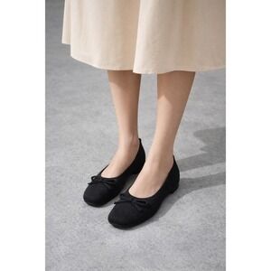 VIVAIA Ballet Flats Knit Bow Comfortable Everyday Shoes Black Size EU/40 US/9